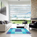 Machine Washable Transitional Blue Rug in a Kitchen, wshpat1164lblu