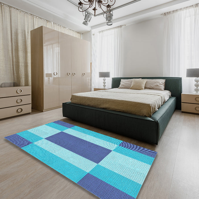 Patterned Blue Rug in a Bedroom, pat1164lblu