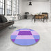 Round Patterned Mauve Purple Rug in a Office, pat1164pur