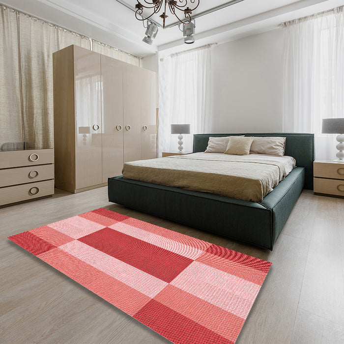 Patterned Light Salmon Pink Rug in a Bedroom, pat1164rd