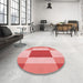 Round Patterned Light Salmon Pink Rug in a Office, pat1164rd