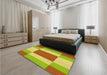 Patterned Green Rug in a Bedroom, pat1164yw