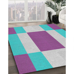 Patterned Blue Novelty Rug in Family Room, pat1164