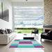 Square Patterned Blue Novelty Rug in a Living Room, pat1164