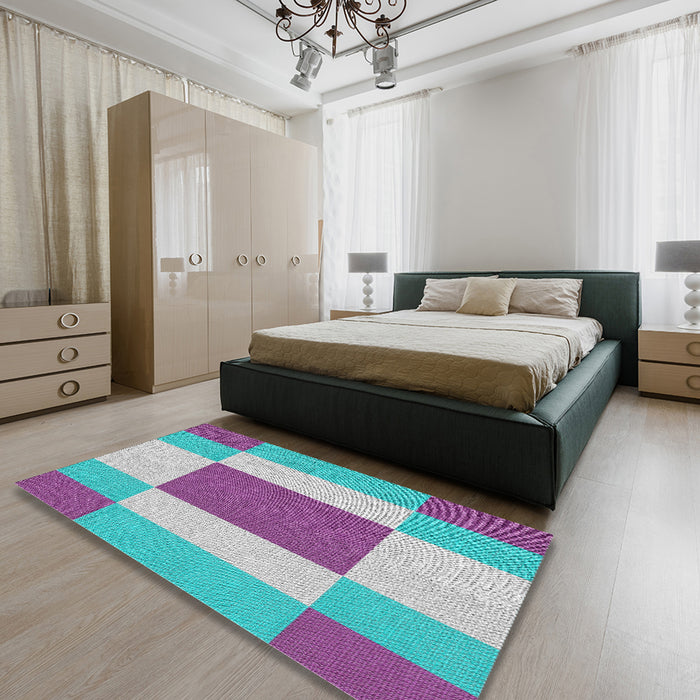Machine Washable Transitional Blue Rug in a Bedroom, wshpat1164