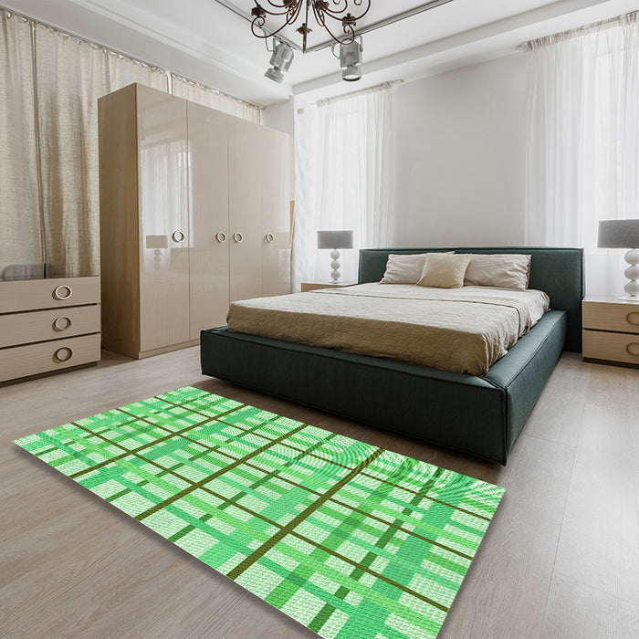Patterned Jade Green Rug in a Bedroom, pat1165grn