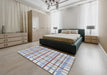 Patterned Platinum Gray Novelty Rug in a Bedroom, pat1165