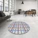 Round Patterned Platinum Gray Novelty Rug in a Office, pat1165