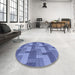 Round Patterned Sky Blue Rug in a Office, pat1166blu