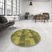 Round Patterned Oak Brown Rug in a Office, pat1166brn