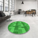 Round Patterned Green Rug in a Office, pat1166grn