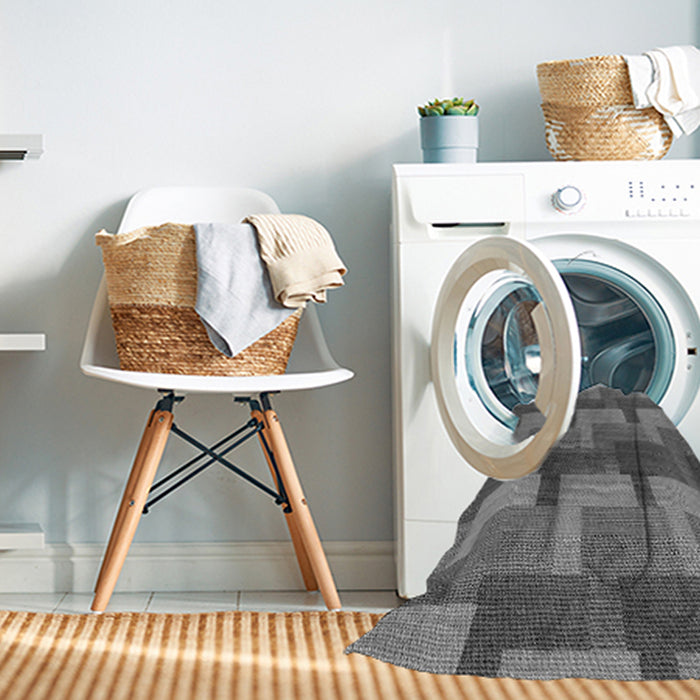 Machine Washable Transitional Dark Gray Rug in a Washing Machine, wshpat1166gry