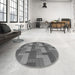 Round Patterned Dark Gray Rug in a Office, pat1166gry