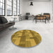 Round Patterned Dark Bronze Brown Rug in a Office, pat1166org