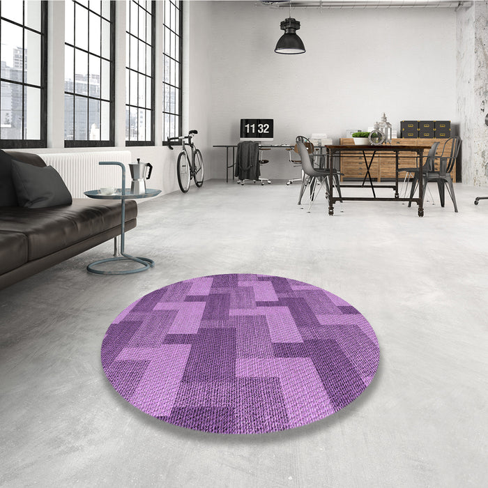 Round Patterned Violet Purple Rug in a Office, pat1166pur