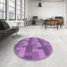 Round Patterned Violet Purple Rug in a Office, pat1166pur