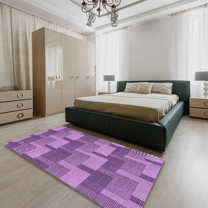 Patterned Violet Purple Rug in a Bedroom, pat1166pur