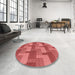 Round Patterned Red Rug in a Office, pat1166rd