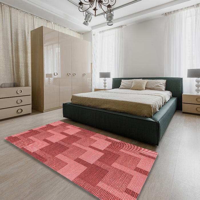 Patterned Red Rug in a Bedroom, pat1166rd