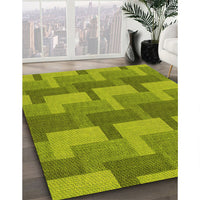 Patterned Neon Yellow Green Rug, pat1166yw