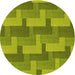 Square Machine Washable Transitional Neon Yellow Green Rug in a Living Room, wshpat1166yw