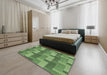 Machine Washable Transitional Shamrock Green Rug in a Bedroom, wshpat1166