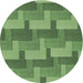 Square Machine Washable Transitional Shamrock Green Rug, wshpat1166