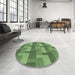 Round Patterned Shamrock Green Novelty Rug in a Office, pat1166