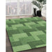 Machine Washable Transitional Shamrock Green Rug in a Family Room, wshpat1166