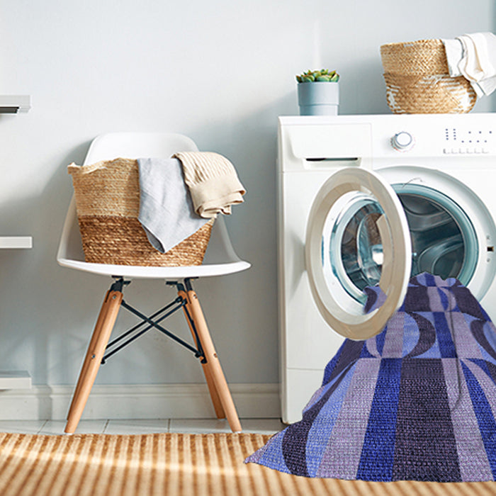 Machine Washable Transitional Blue Rug in a Washing Machine, wshpat1167blu