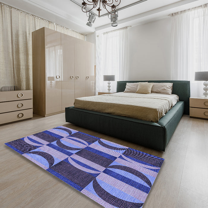 Patterned Blue Rug in a Bedroom, pat1167blu