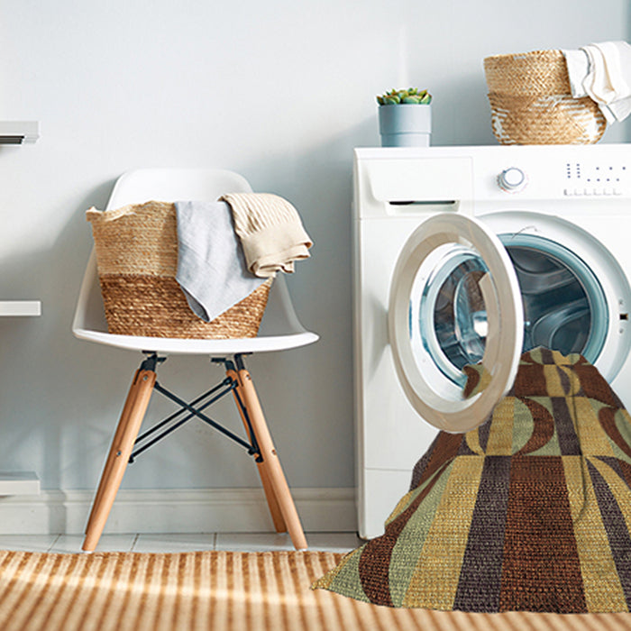 Machine Washable Transitional Red Brown Rug in a Washing Machine, wshpat1167brn