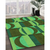 Patterned Dark Forest Green Rug, pat1167grn