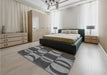 Patterned Dark Gray Black Rug in a Bedroom, pat1167gry