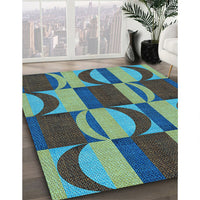 Patterned Charcoal Blue Rug, pat1167lblu