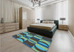 Patterned Charcoal Blue Rug in a Bedroom, pat1167lblu