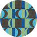 Square Patterned Charcoal Blue Rug, pat1167lblu