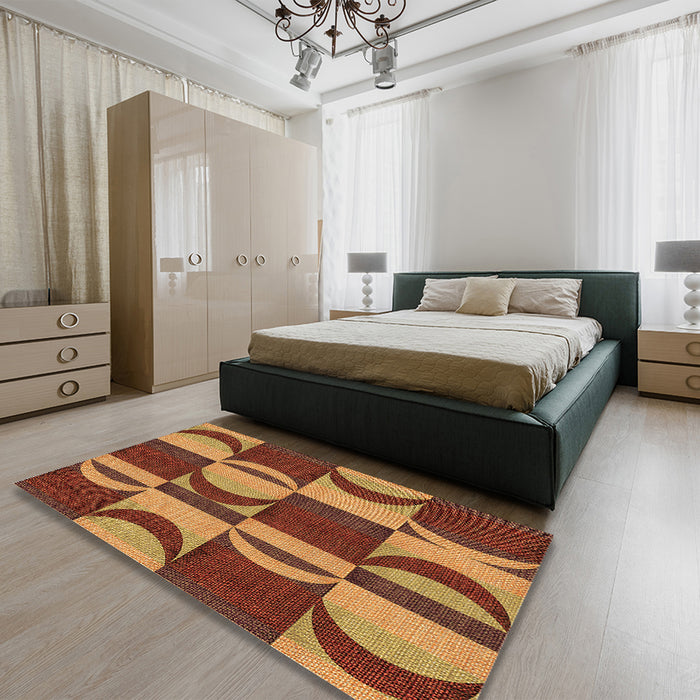 Patterned Orange Rug in a Bedroom, pat1167org