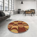 Round Patterned Orange Rug in a Office, pat1167org