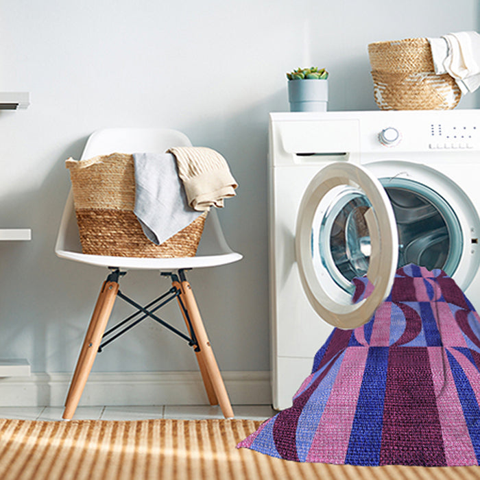 Machine Washable Transitional Dark Magenta Purple Rug in a Washing Machine, wshpat1167pur