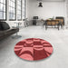 Round Patterned Red Rug in a Office, pat1167rd