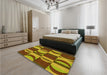 Patterned Red Brown Rug in a Bedroom, pat1167yw