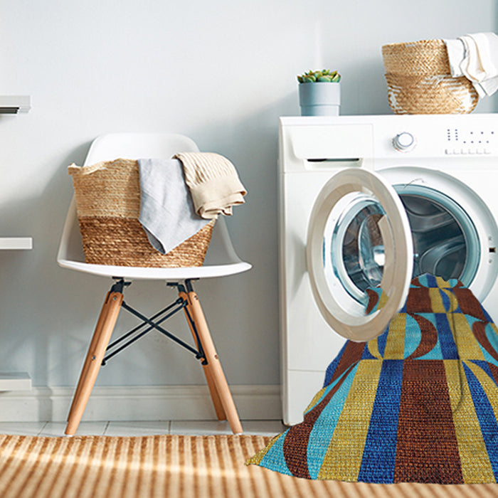 Machine Washable Transitional Green Rug in a Washing Machine, wshpat1167