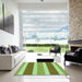 Square Patterned Olive Green Rug in a Living Room, pat1168grn