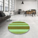 Round Patterned Olive Green Rug in a Office, pat1168grn