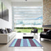 Machine Washable Transitional Sky Blue Rug in a Kitchen, wshpat1168lblu