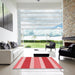 Square Patterned Light Coral Pink Rug in a Living Room, pat1168rd