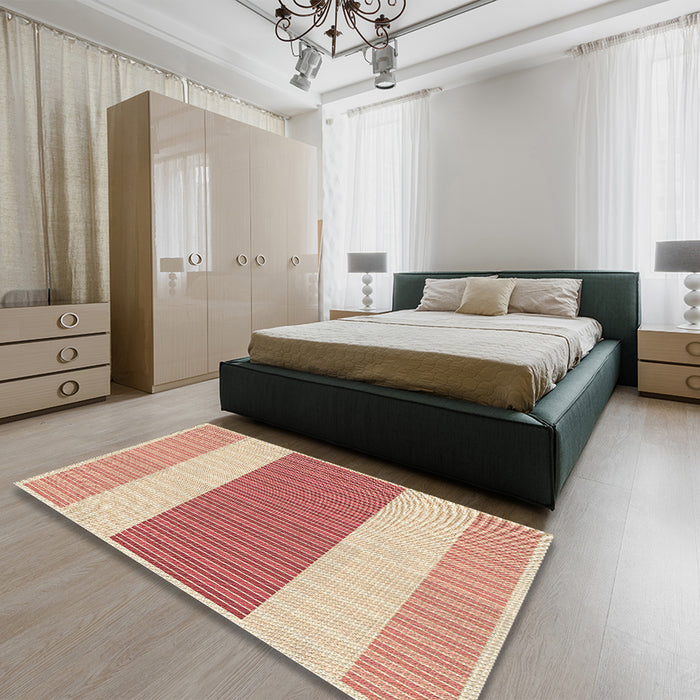 Patterned Orange Rug in a Bedroom, pat1169brn