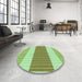 Round Patterned Light Green Rug in a Office, pat1169grn