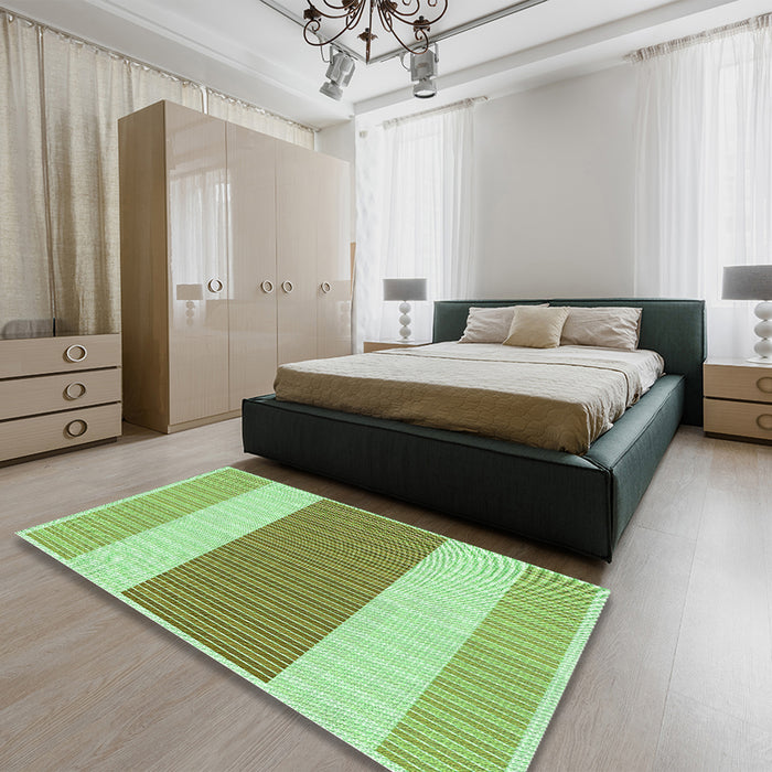 Patterned Light Green Rug in a Bedroom, pat1169grn